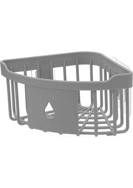 Gri Stil Banyo Duş Mutfak Caddy Raf Köşe Banyo Duvara Montaj Raf Depolama Tutucu Organizatör (Yurt Dışından)