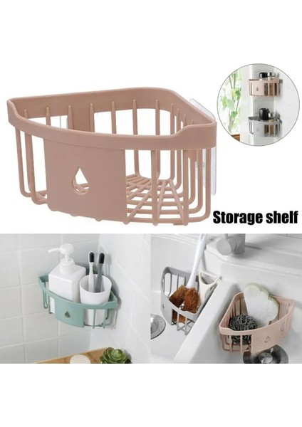Gri Stil Banyo Duş Mutfak Caddy Raf Köşe Banyo Duvara Montaj Raf Depolama Tutucu Organizatör (Yurt Dışından) indirimleri