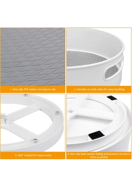 Beyaz Alt L Tarzı Plastik Tembel Dönen Saklama Kabı - Mutfak Kileri, Dolap, Banyo Için Kaymaz Dönen Organizatör Tepsisi (Yurt Dışından) indirimleri