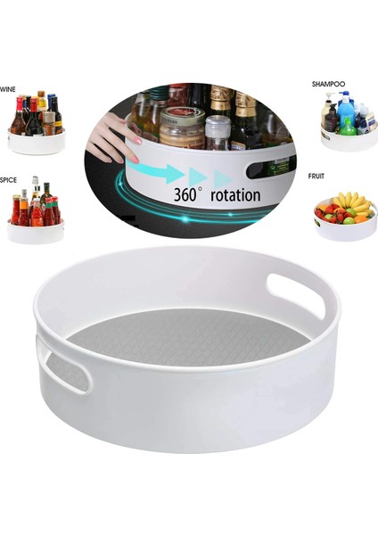 Gri Alt S Stili Plastik Tembel Dönen Saklama Kabı - Mutfak Kileri, Dolap, Banyo Için Kaymaz Dönen Organizatör Tepsisi (Yurt Dışından) fiyatları