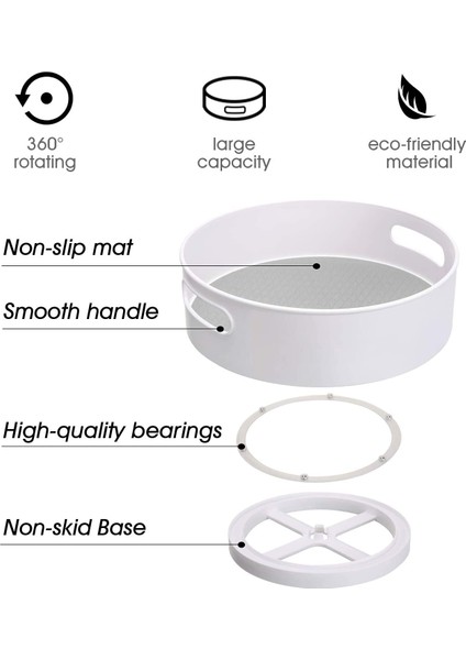 Gri Alt S Stili Plastik Tembel Dönen Saklama Kabı - Mutfak Kileri, Dolap, Banyo Için Kaymaz Dönen Organizatör Tepsisi (Yurt Dışından) modelleri