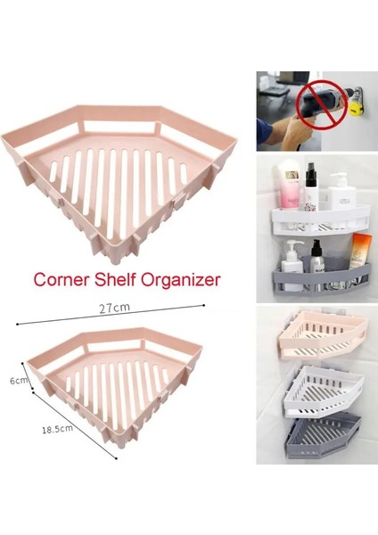 Haki Tarzı Emme Duvarı Üçgen Duş Kabini Rafı Banyo Köşesi Banyo Rafı Depolama Tutacağı Organizatör Rafları (Yurt Dışından)