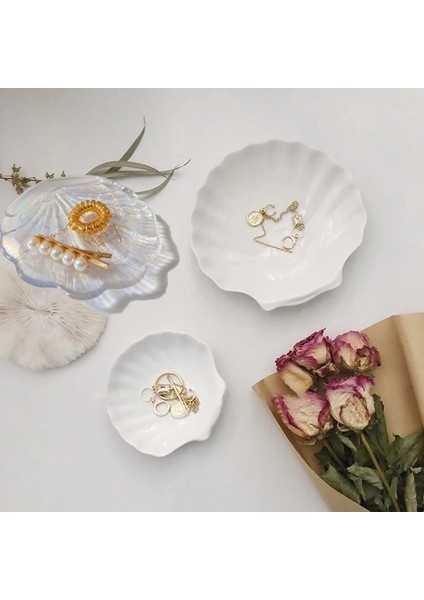 Çap 7.5cm Tarzı Yaratıcı Kabuk Tepsi Cam Saklama Tepsileri Küpe Yüzük Takı Teşhir Tepsileri Renk Paleti Fotoğraf Sahne Bandejas De Decor (Yurt Dışından) fiyatları