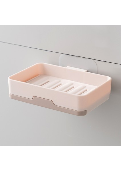 Haki Stili Banyo Vantuz Sabunluk Plastik Tutucular Duvara Monte Çift Katlı Yaratıcı Drenaj Sabun Depolama Çift Oap Rafları (Yurt Dışından)
