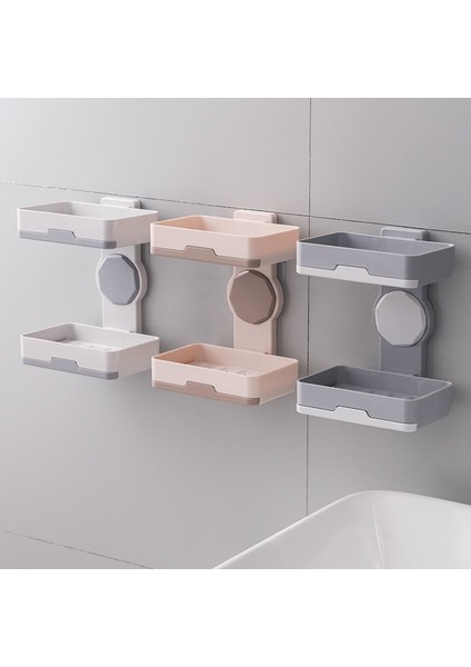 Haki Stili Banyo Vantuz Sabunluk Plastik Tutucular Duvara Monte Çift Katlı Yaratıcı Drenaj Sabun Depolama Çift Oap Rafları (Yurt Dışından) modelleri