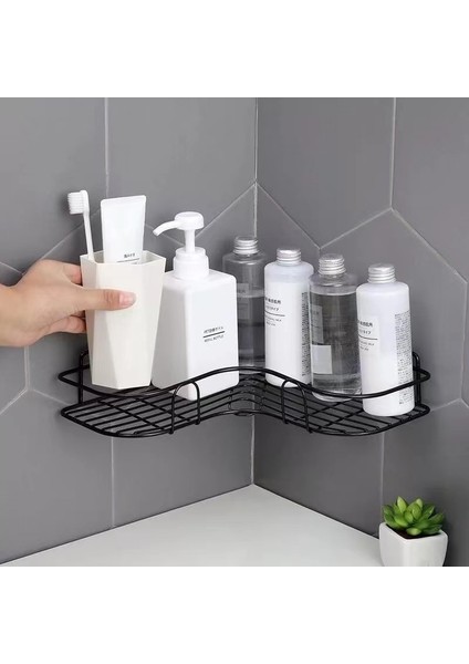 B Tipi 1 Adet Siyah Stil Banyo Depolama Rafı Raf Köşe Depolama Raf Düzenleyici Duş Duvar Rafı Yapışkanlı Demir Mutfak Banyo Rafları Organizatör (Yurt Dışından)