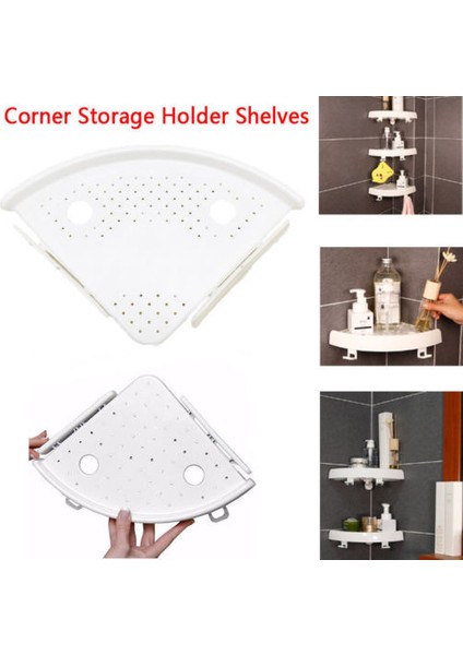 Beyaz Stil Ev Banyo Köşe Depolama Tutucu Duvara Monte Üçgen Duş Raf Vantuz Şampuan Sabun Şeyler Depolama Rafı (Yurt Dışından)