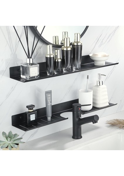 Siyah 30CM U Slot Stili Banyo Rafları, Paslanmaz Duş Alanı Alüminyum Banyo Rafı Kendinden Yapışkanlı Tutkallı Duvara Monte Depolama Rafları Düzenleyici (Yurt Dışından) fiyatları