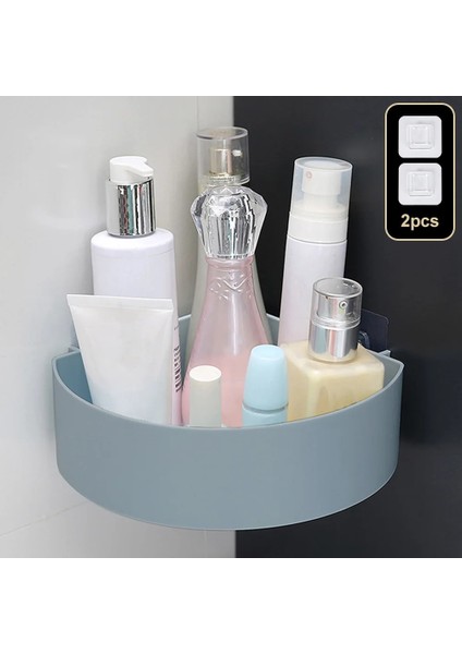 Yuvarlak Mavi Tarzı Banyo Raf Düzenleyici Tuvalet Yapıştırıcı Şampuan Jel Depolama Sepeti Dekorasyon Banyo Köşe Duş Rafı Aksesuarları (Yurt Dışından) fiyatları