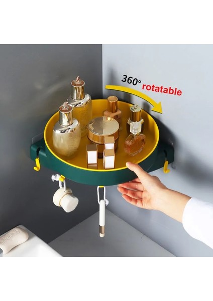 Yeşil Duvar Montaj Stili 360 ° Dönen Banyo Raf Organizatör Duvara Monte Köşe Depolama Rafı Mutfak Duş Şampuan Tutacağı Banyo Aksesuarları (Yurt Dışından) fiyatları