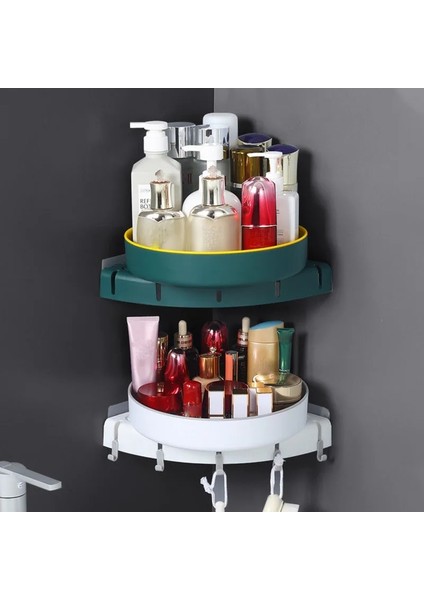 Yeşil Duvar Montaj Stili 360 ° Dönen Banyo Raf Organizatör Duvara Monte Köşe Depolama Rafı Mutfak Duş Şampuan Tutacağı Banyo Aksesuarları (Yurt Dışından) modelleri