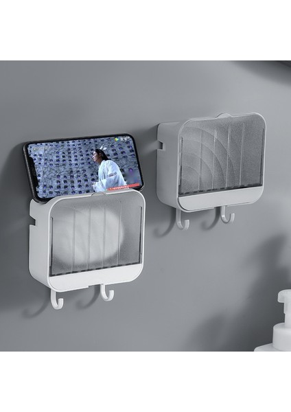 Gri Tarzı Yaratıcı Sabunluk Yeni Dikey Toz Geçirmez Kapak Drenaj Sabun Kutusu Banyo Çivisiz Duvar Asılı Sabun Saklama Kutusu (Yurt Dışından) indirimleri