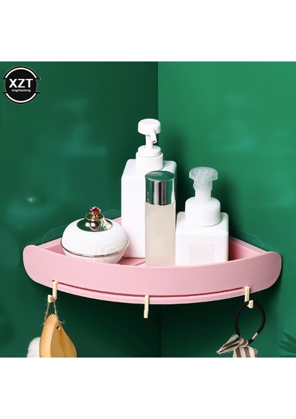 Pembe Tarzı Banyo Depolama Rafı Tuvalet Düzenleyici Küvet Tepsi Tutacağı Monte Edilmiş Köşe Raf Su Geçirmez Mutfak Aksesuarları (Yurt Dışından)