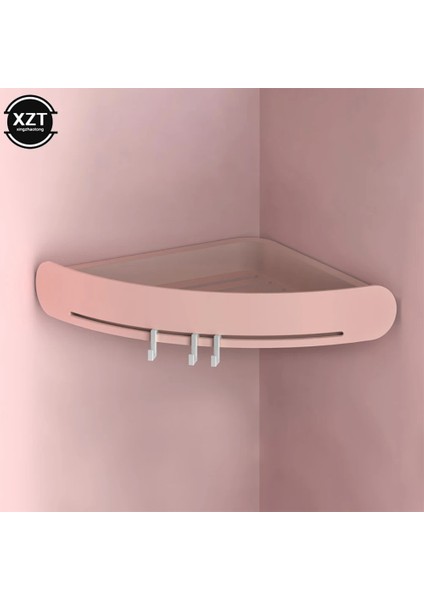Pembe Tarzı Banyo Depolama Rafı Tuvalet Düzenleyici Küvet Tepsi Tutacağı Monte Edilmiş Köşe Raf Su Geçirmez Mutfak Aksesuarları (Yurt Dışından)