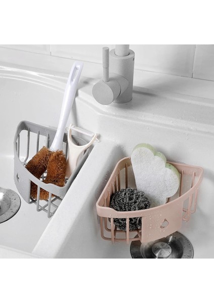 Açık Gri Tarzı Plastik Köşe Depolama Rafı Mutfak Düzenleyici Raf Lavabo Sünger Fırça Tutacağı Banyo Köşesi Tuvalet Malzemeleri Depolama Tutacağı (Yurt Dışından)
