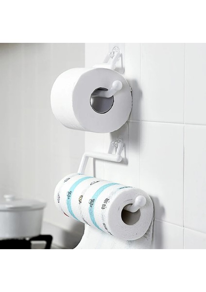 Küçük Beyaz Stil Mutfak Kağıt Rulo Tutucu Havlu Askısı Raf Bar Dolap Bez Asılı Tutucu Banyo Düzenleyici Raf Tuvalet Kağıdı Tutacağı (Yurt Dışından)