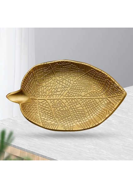 Large A Single Leaf Style Iskandinav Dekoratif Tepsi Altın Yaprak Şekli Servis Tepsisi Takı Palet Meyve Aperatif Tabağı Masa Dekorasyon Depolama Organizatör (Yurt Dışından)