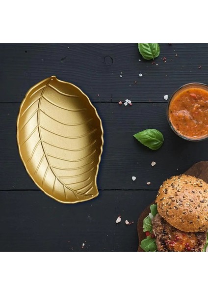 Large A Single Leaf Style Iskandinav Dekoratif Tepsi Altın Yaprak Şekli Servis Tepsisi Takı Palet Meyve Aperatif Tabağı Masa Dekorasyon Depolama Organizatör (Yurt Dışından)