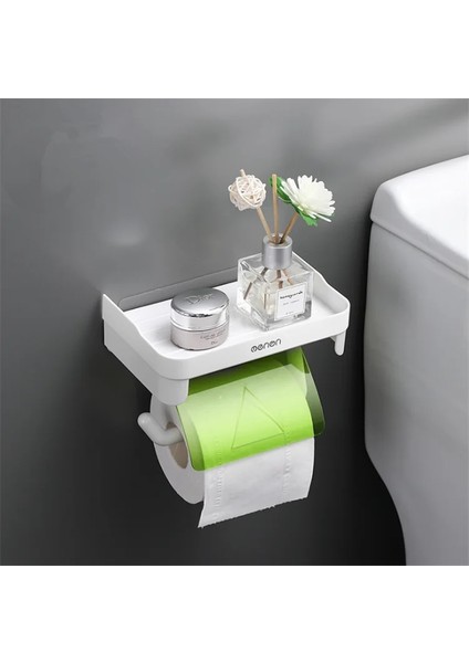 Yeşil Stil Duvara Montaj Rulo Kağıt Depolama Rafı Çok Fonksiyonlu Tuvalet Kağıdı Tutacağı Raf Banyo Rafı Raflar Su Geçirmez Mutfak Kağıt Tutacağı (Yurt Dışından)