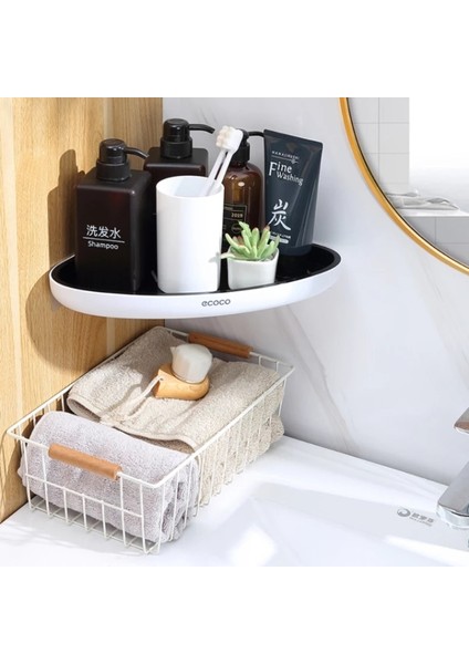 Siyah Stil Üçgen Köşe Banyo Rafı Duvara Monte Depolama Rafı Losyonlar Depolama Mutfak Organizatör Banyo Aksesuarları Tutucu (Yurt Dışından) fırsatları