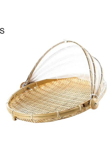 Yuvarlak S Tarzı 2020 Yeni Bambu Çadır Sepeti El Dokuma Tepsi Anti Bug Gıda Meyve Konteyner Net Örgü Kapak Mutfak Depolama Mutfak Malzemeleri (Yurt Dışından)