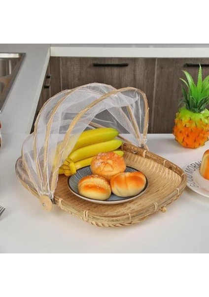Yuvarlak S Tarzı 2020 Yeni Bambu Çadır Sepeti El Dokuma Tepsi Anti Bug Gıda Meyve Konteyner Net Örgü Kapak Mutfak Depolama Mutfak Malzemeleri (Yurt Dışından) indirimleri