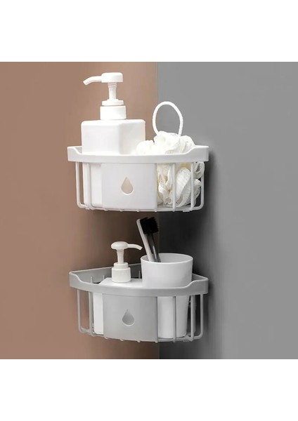 Açık Gri Tarzı Plastik Banyo Raf Düzenleyici Snap Up Köşe Raf Caddy Banyo Köşe Raf Duş Depolama Duvar Tutucu Şampuanlık (Yurt Dışından)