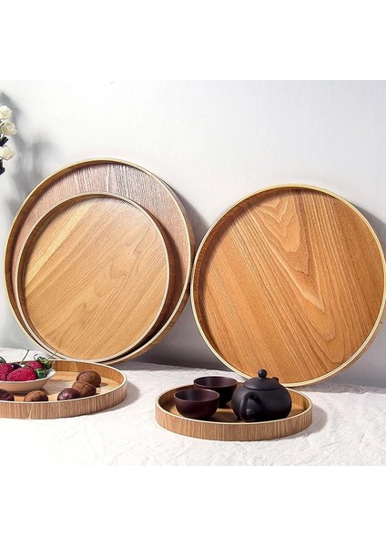 33CM Tarzı Japon Tarzı Yuvarlak Tepsi Yemek Servis Tabağı Ahşap Atıştırmalık Çöl Tabağı Çay Tahtası Doğal Çay Yemek Sunucusu Yemekleri Içecek Tabağı Wf (Yurt Dışından) fırsatları
