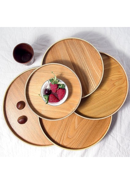 33CM Tarzı Japon Tarzı Yuvarlak Tepsi Yemek Servis Tabağı Ahşap Atıştırmalık Çöl Tabağı Çay Tahtası Doğal Çay Yemek Sunucusu Yemekleri Içecek Tabağı Wf (Yurt Dışından) indirimleri