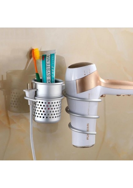 No.5 Tarzı Saç Kurutma Makinesi Tutacağı Duvara Monte Banyo Rafı Raf Düzenleyici Uzay Alüminyum Saç Kurutma Makinesi Tutacağı Raf Banyo Aksesuarları (Yurt Dışından)