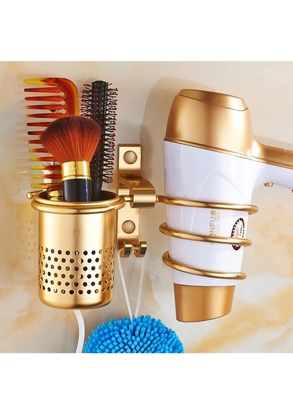 No.5 Tarzı Saç Kurutma Makinesi Tutacağı Duvara Monte Banyo Rafı Raf Düzenleyici Uzay Alüminyum Saç Kurutma Makinesi Tutacağı Raf Banyo Aksesuarları (Yurt Dışından)