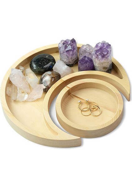 B Tarzı Ahşap Ay Şekli Küçük Takı Çanak Küpe Kolye Yüzük Depolama Plakaları Meyve Tatlı Ekran Tutucu Ev Dekorasyonu Süsleme (Yurt Dışından) fiyatları