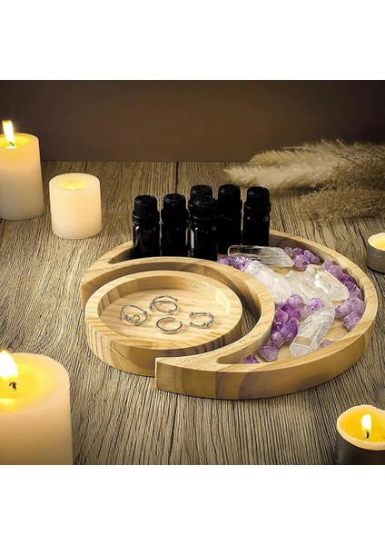 B Tarzı Ahşap Ay Şekli Küçük Takı Çanak Küpe Kolye Yüzük Depolama Plakaları Meyve Tatlı Ekran Tutucu Ev Dekorasyonu Süsleme (Yurt Dışından) fırsatları