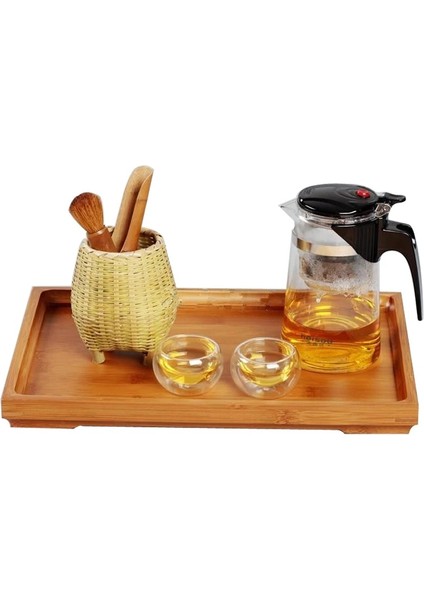 37X26CM Stili Ahşap Servis Tepsisi Kung Fu Çay Çatal Kaşık Tepsileri Depolama Paleti Meyve Tabağı Decoratiozes Japon Yemekleri Bambu Dikdörtgen (Yurt Dışından)
