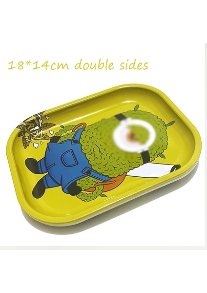 Açık Yeşil Tarzı Teneke Plaka Karikatür Tekerlekli Tepsi 18*14 cm Ot Depolama Tepsisi Küçük Tabak Tütün Depolama Plakası Hediyeler (Yurt Dışından)