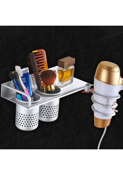 No.5 Tarzı Saç Kurutma Makinesi Tutacağı Duvara Monte Banyo Rafı Raf Düzenleyici Uzay Alüminyum Saç Kurutma Makinesi Tutacağı Raf Banyo Aksesuarları (Yurt Dışından)