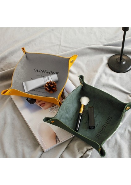 G 18X18CM Düzeltme Tokası Stili Sıcak Satış Saklama Tepsileri Kare Tepsi Için Takı Telefonu Anahtar Cüzdan Sikke Masaüstü Saklama Kutusu Çeşitli Eşyalar Kovaları Dekoratif Tepsiler (Yurt Dışından)