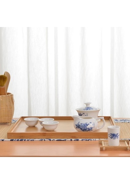 37X26CM Stili Ahşap Servis Tepsisi Kung Fu Çay Çatal Kaşık Tepsileri Depolama Paleti Meyve Tabağı Decoratiozes Japon Yemekleri Bambu Dikdörtgen (Yurt Dışından)