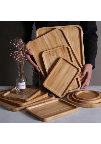 B 28X19CM Tarzı Ahşap Bambu Servis Tepsisi Çay Bardağı Tabağı Tepsileri Meyve Tabağı Depolama Palet Plakası Dekorasyon Japon Gıda Dikdörtgen Plaka (Yurt Dışından) fiyatları