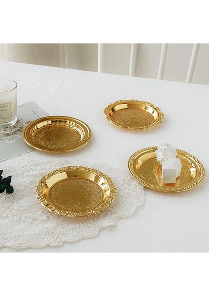 No.1 Tarzı Retro Metal Tepsi Yemek Tabakları Restoran Altın Servis Tepsisi Yuvarlak Tatlı Kek Aperatif Yemekleri Gümüş Saklama Tabağı Kore Çatal Bıçak Takımı (Yurt Dışından) fiyatları
