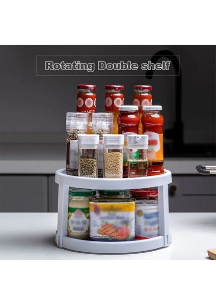 305X25MM Stili 360 Derece Dönen Kaymaz Baharatlık Dolap Döner Tabla Mutfak Depolama Organizatör Tepsisi (Yurt Dışından)