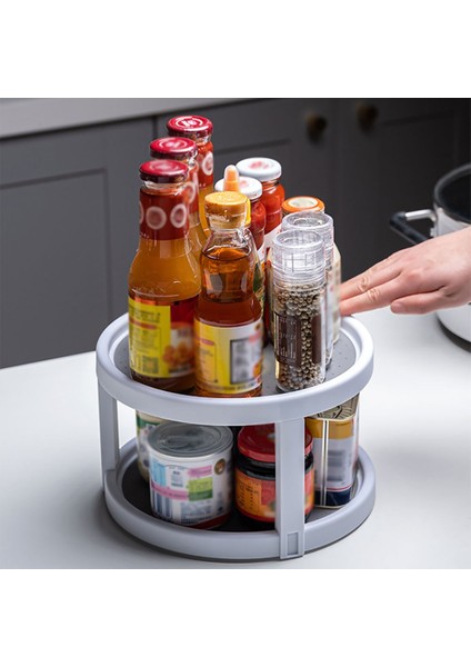 305X25MM Stili 360 Derece Dönen Kaymaz Baharatlık Dolap Döner Tabla Mutfak Depolama Organizatör Tepsisi (Yurt Dışından)