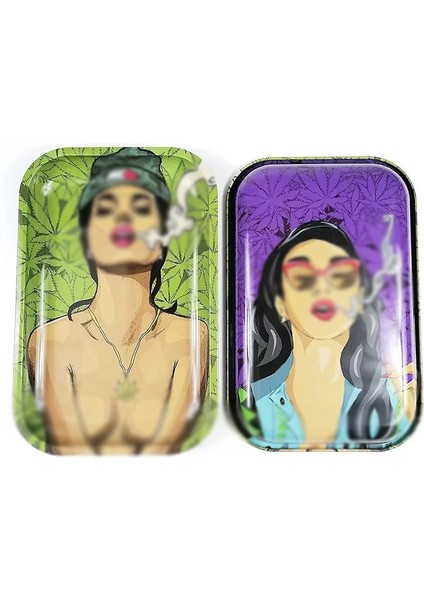 Sarı Stil Karikatür Haddeleme Tepsisi 18.8*28.8cm Çift Taraflı Desen Tütün Saklama Plakası Büyük Boy Metal Ot Teneke Plaka Sigara Accessori (Yurt Dışından) modelleri
