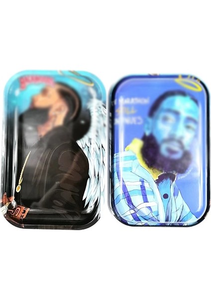 Sarı Stil Karikatür Haddeleme Tepsisi 18.8*28.8cm Çift Taraflı Desen Tütün Saklama Plakası Büyük Boy Metal Ot Teneke Plaka Sigara Accessori (Yurt Dışından) indirimleri