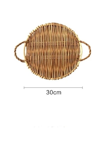 80A Stili Rattan Depolama Tepsisi Akşam Yemeği Kahve Kahvaltı Servis Ekmek Tepsisi Yuvarlak Dikdörtgen El Dokuma Saplı Yemek Sepeti Ev Dekorasyonu (Yurt Dışından)