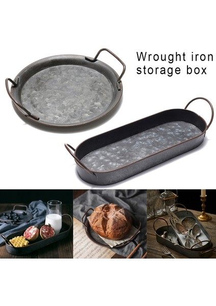 Dairesel S Stili Vintage Stil Metal Servis Tepsisi Sepeti Fransız Ülke Yemekleri Eski Püskü Rustik Retro Disk Ekmek Depolama Ev Aralığı Mutfağı (Yurt Dışından) modelleri