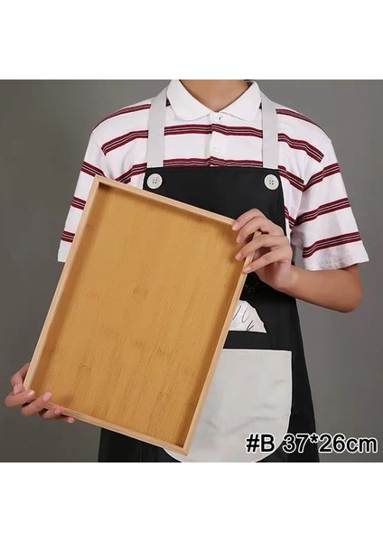 Shanhua Shop B 37X26CM Stili Ahşap Bambu Servis Tepsisi Çay Bardağı Tabağı Tepsileri Meyve Tabağı Depolama Palet Plakası Dekorasyon Japon Gıda Dikdörtgen Plaka (Yurt Dışından)