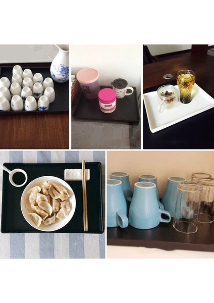 Wt2 Stili Siyah Beyaz Dikdörtgen Otel Melamin Tepsisi Su Bardağı Çay Tepsisi Yaratıcı Plastik Odası Yıkama Depolama Tepsileri (Yurt Dışından) fırsatları
