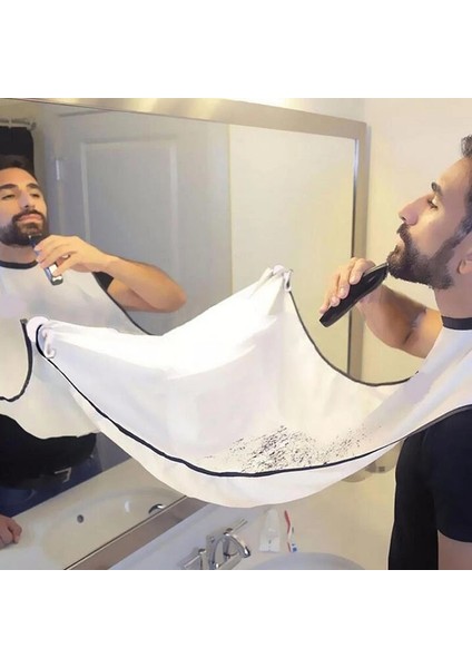 Beyaz Stil 110X75CM Polyester Tafta Sakal Tıraş Arpon Önlüğü 4 Vantuzlu Giyotin Jilet Tutucu Saç Kesimi Tıraş Önlük Adam Banyo Organizatör (Yurt Dışından) fırsatları