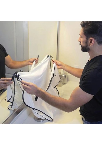 Beyaz Stil 110X75CM Polyester Tafta Sakal Tıraş Arpon Önlüğü 4 Vantuzlu Giyotin Jilet Tutucu Saç Kesimi Tıraş Önlük Adam Banyo Organizatör (Yurt Dışından) indirimleri